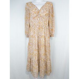 Sincerely Jules‎ Floral Tiered Ruffle Midi Dress Small Smocked Cottage Prairie